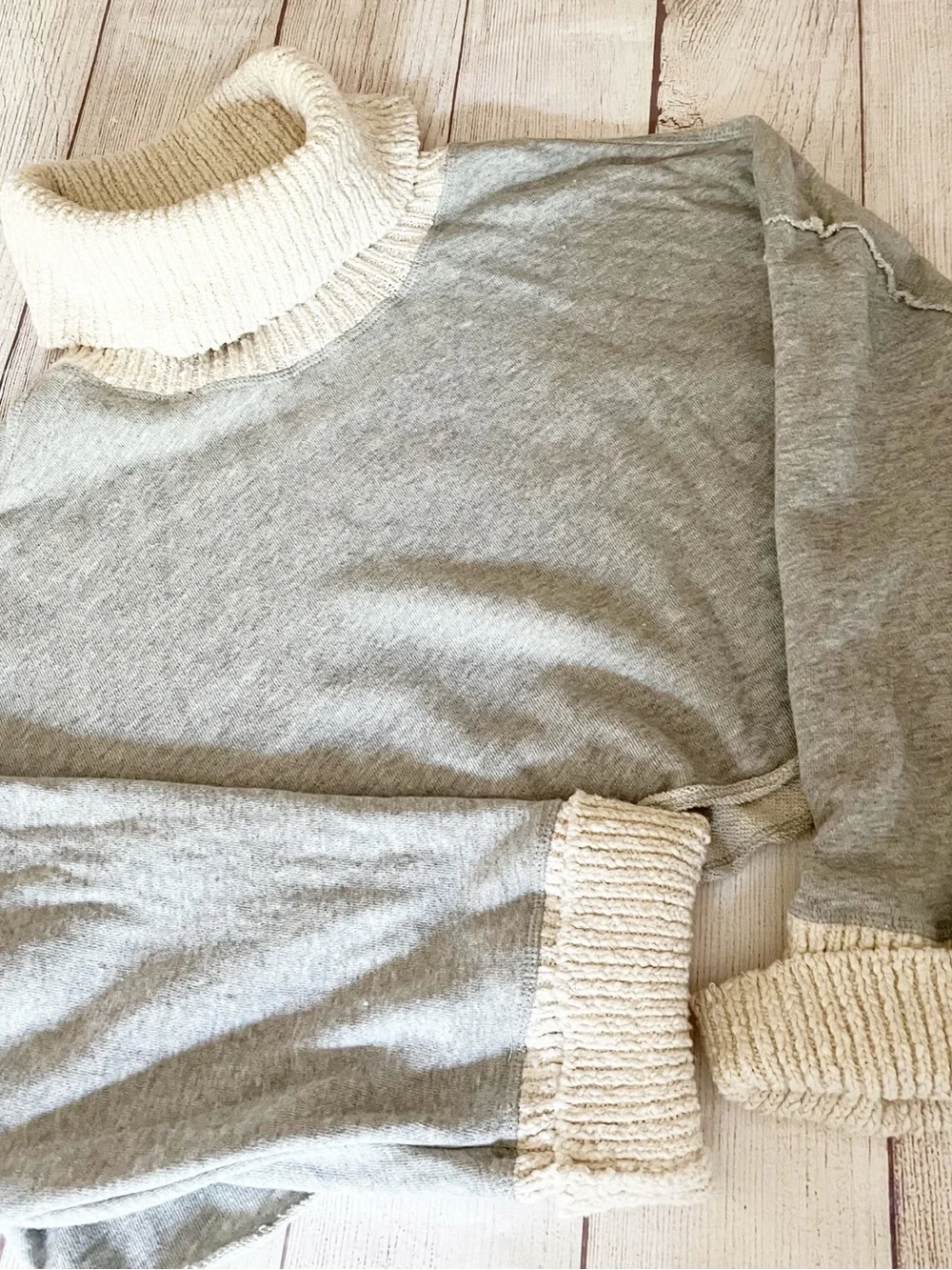 Free People gray cropped sweatshirt with cowl neck